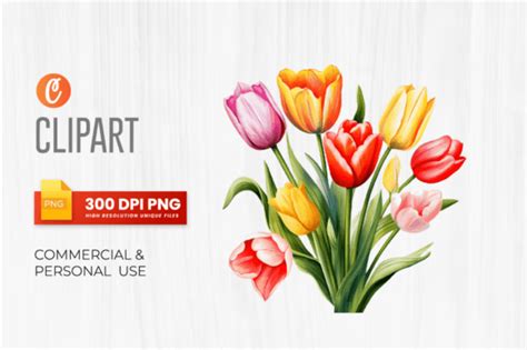 Watercolor Tulips Flowers Clipart Bundle Graphic By Graftify Creative