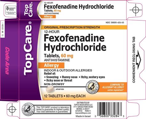 Topcare Fexofenadine Hydrochloride Tablet Film Coated Topco