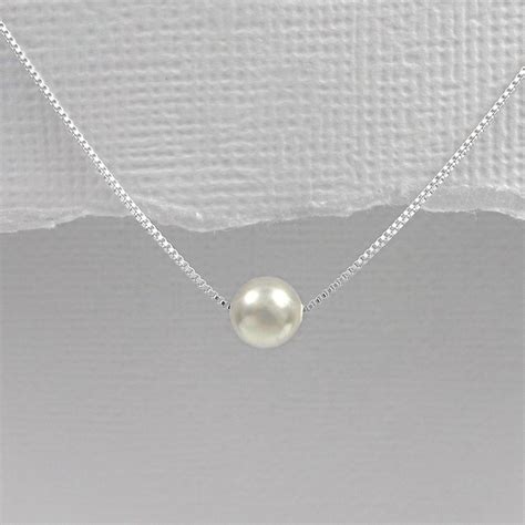 Floating Pearl Necklace Pearl Necklace Wedding Single Pearl Etsy