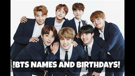 Bts Names And Birthdays Youtube