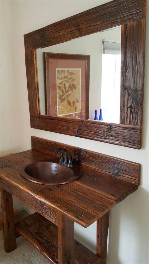 48 Rustic Reclaimed Barnwood Vanity Set Mirror Sink Rustic Master Bathroom Diy Bathroom