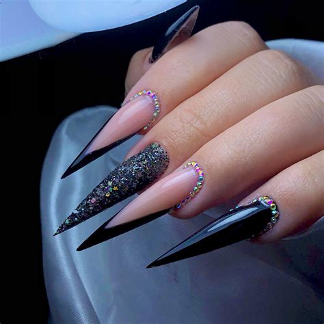 Matte Black Stiletto Nails