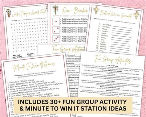 Printable Womens Ministry Games Bible Study Group Retreat Activities