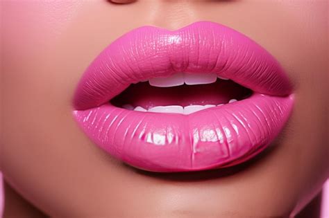 Premium Photo A Closeup Of A Womans Pink Lipstick And A Kiss