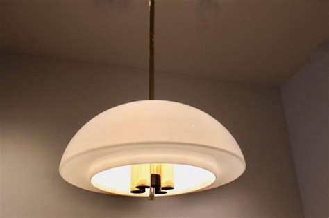 Mushroom Pendant Light In Opal Glass And Brass From Glash Tte Limburg