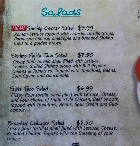 Menu at El Palenque restaurant, Bald Knob