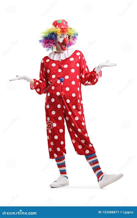 Cheerful Clown Standing And Posing Stock Image Image Of Cheerful