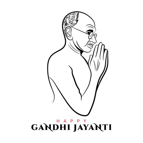 Happy Gandhi Jayanti Greeting With Illustration And Typography Gandhi