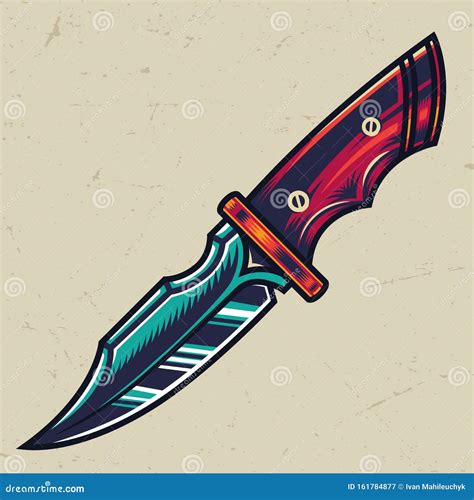 Colorful Sharp Military Knife Concept Stock Vector Illustration Of