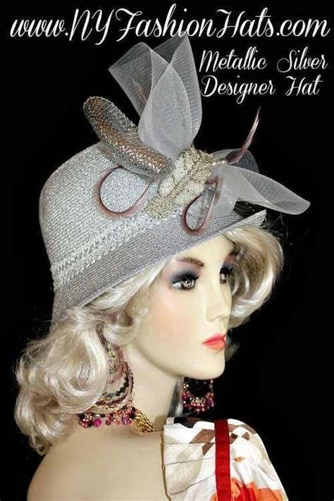 Ladies Metallic Silver Cloche Designer Fashion Church Hat, Wedding ...