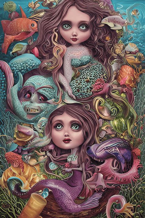 Mark Rydens Mermaid And Merman Embrace · Creative Fabrica