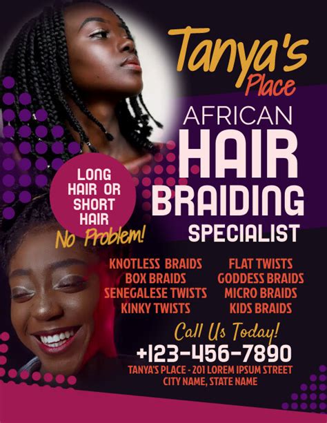 Hair Braiding Flyer Template Postermywall