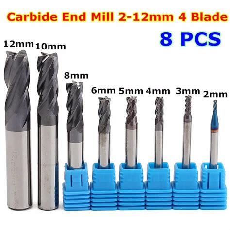 Pcs Carbide End Mill Mm Flute Blades Milling Cutter Cnc Tools