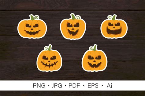 Halloween Pumpkins Stickers Set By Keronn Art TheHungryJPEG