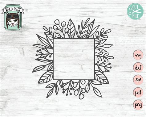 Leaf Frame Svg File Monogram Frame Svg Split Frame Svg Leaf Etsy