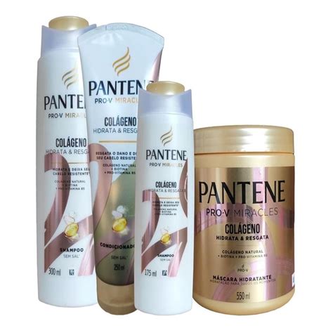 Linha Pantene Colageno Shampoo 300ml 175ml Cond 250ml Mascara