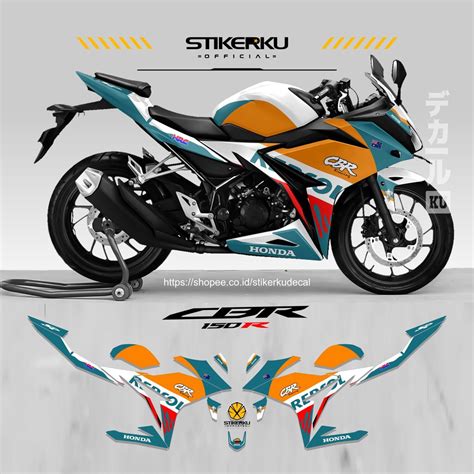 Jual STRIPING CBR 150R FACELIFT EDISI REPSOL SEMIFULL STOCK DECAL