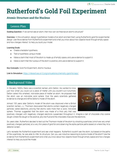 21 - Rutherford's Gold Foil Experiment | PDF | Atoms | Nature