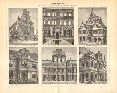 1893 European Style Of Architecture 16th17th By Cabinetoftreasures