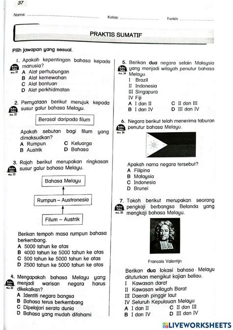 Unit 3 Bahasa Melayu Warisan Kita Online Exercise For Live Worksheets