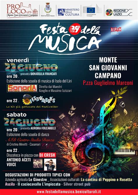 La Festa Della Musica Benvenuti In Ciociaria In Provincia Di Frosinone