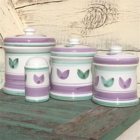 Rare Hand Painted Italian Caleca Canister Set And Salt Pepper Etsy