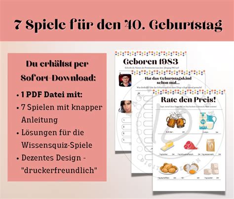 Geburtstag Spiele Pdf Lustige Spiele Zum Runden Etsy Sterreich