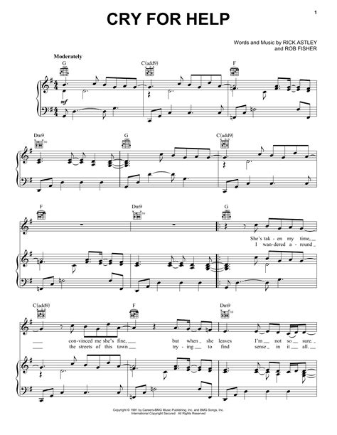 Rick Astley "Cry For Help" Sheet Music & Chords for Piano, Vocal ...