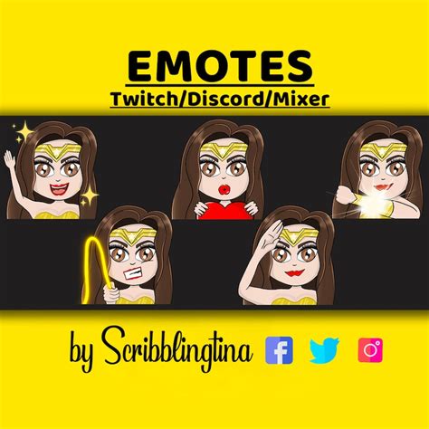 Wonder Woman Emotes Emotes Twitch Emotes Love Emote Hi | Etsy