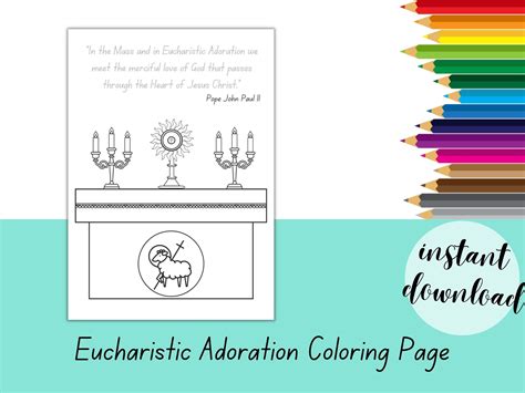 Eucharistic Adoration Coloring Page With Church Altar Etsy Ireland