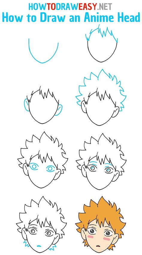 How to Draw an Anime Head Step by Step | Anime head, Anime drawings for ...