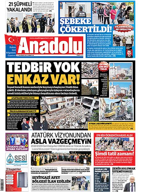 E gazete Eskişehir Anadolu Gazetesi Eskişehir Haber ve son dakika