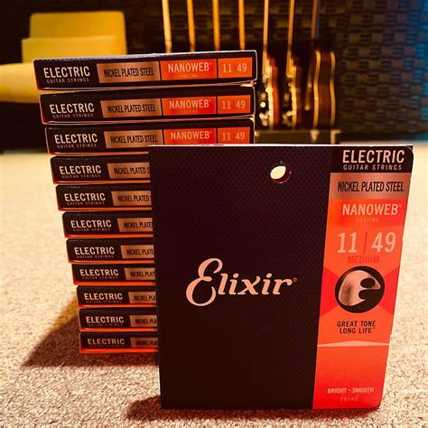 12 Sets Elixir Electric Guitar Nickel Plated Strings NANOWEB Reverb