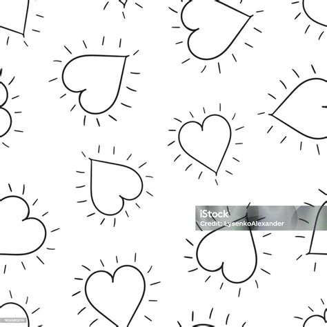 Hand Drawn Hearts Seamless Pattern Background Business Flat Vector