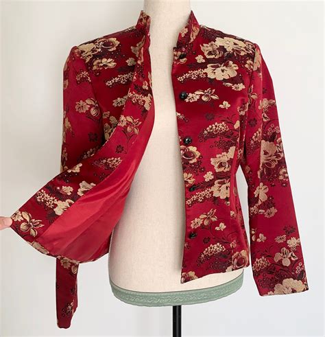 Red Silk Chinese Jacket Vintage Jbs Ltd Made In China Cheongsam Style