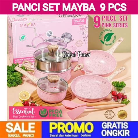 Jual PANCI SET MAYBA ESSENTIAL 9 PC GOHAPPY FRYPAN WOK MILKPAN