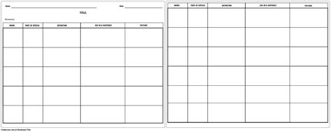 Blank Vocabulary Worksheet Template Englishworksheet My Id