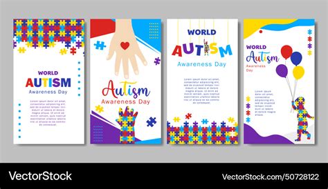 Set Of World Autism Awareness Day Poster Vector Image