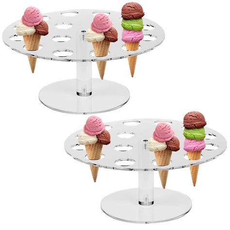 Buy Pack Acrylic Ice Cream Cone Holder Stand With Holes Capacity