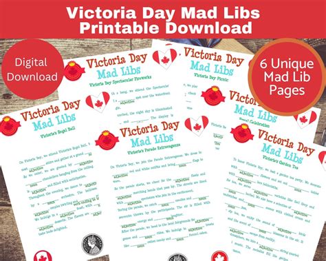 Victoria Day Mad Libs Printable Victoria Day Party Games Printable