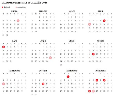 Calendario Laboral 2023 Cataluña Días Festivos Y Puentes