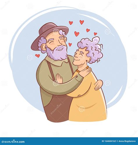 Grandma And Grandpa Hug Grandparents Day Vector Cartoon Isolated Art