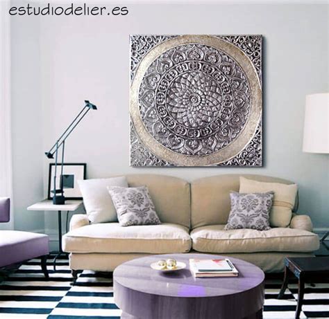 Cuadros Mandalas Plateados Decoracion Estudio Delier