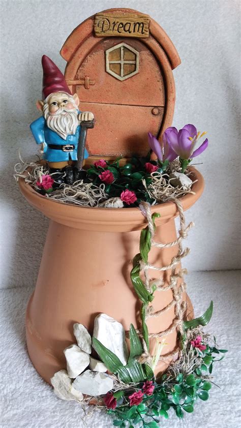 Gnome Fairy Garden Outdoor Yard Decor Terra Cotta Pot This Fairy