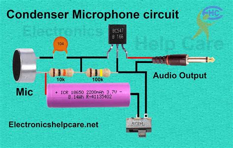 Condenser Microphone circuit - Electronics Help Care