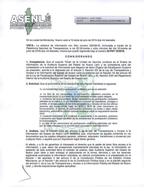 Respuesta Auditoría Superior Del Estado De Nuevo León