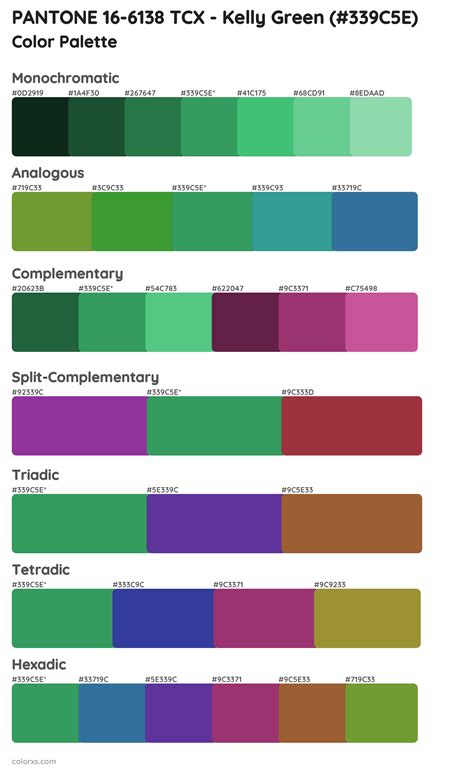 PANTONE 16-6138 TCX - Kelly Green color palettes - colorxs.com