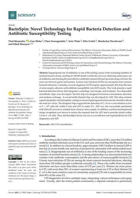 Pdf Bactospin Novel Technology For Rapid Bacteria Detection And