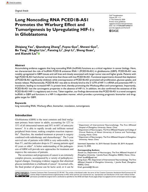 Pdf Long Noncoding Rna Pced B As Promotes The Warburg Effect And