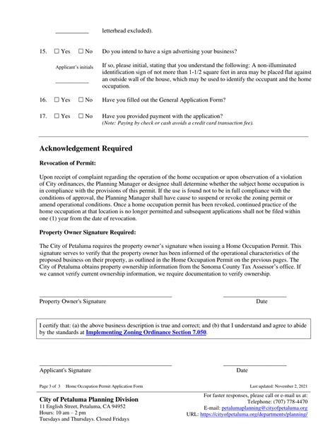 City Of Petaluma California Home Occupation Permit Application Form